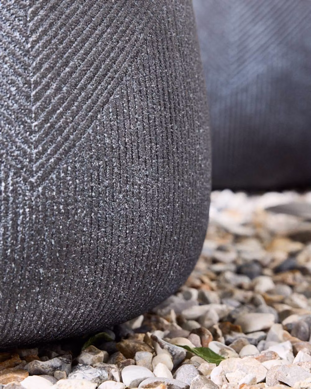 Dibor Set of 3 Grey Symmetry Stripe Fibre Clay Indoor Outdoor Garden Planters – 3