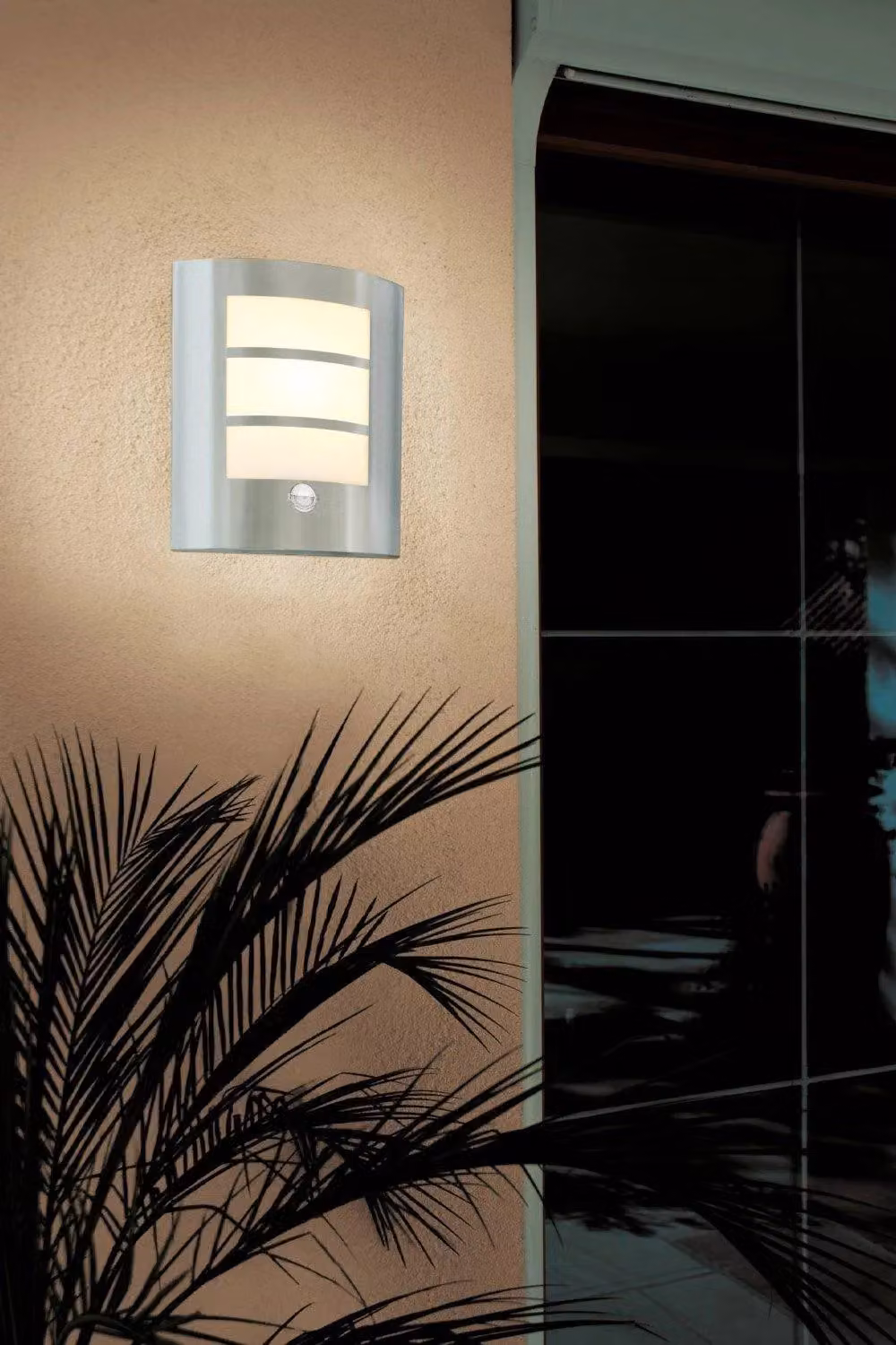 Eglo City Stainless Steel IP44 Outdoor Wall Light with Motion Sensor in Silver – 2