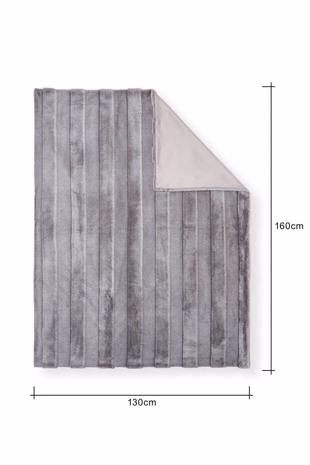BHS Grey Striped Faux Fur Polyester Throw W/D/H: 160 x 130 x 130 cm – 3