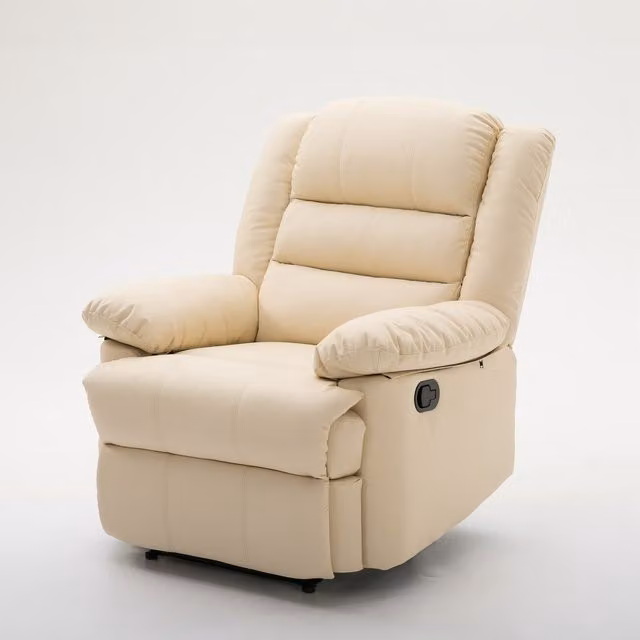 Westwood Luxury PU Leather Recliner Armchair in Beige