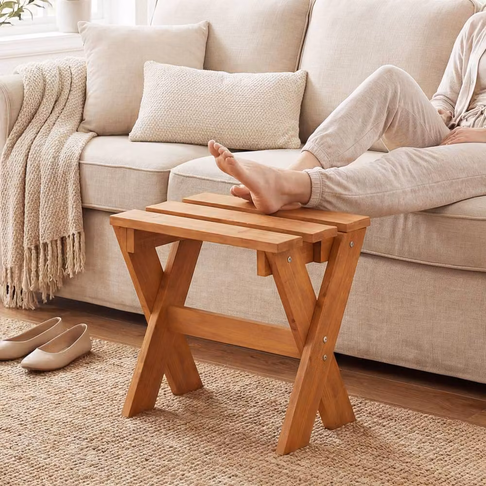 Costway Solid Wood Side Table and Flower Stand in Brown and Beige – 5