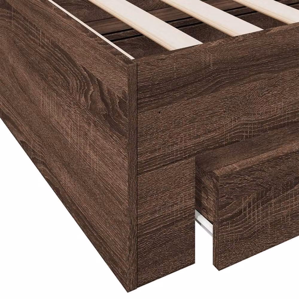 Berkfield Home Small Single Bed Frame with Drawers in Brown Oak – 5