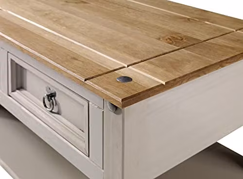 Mercers Furniture Grey Waxed Rustic Solid Pine Coffee Table, W: 85 cm, D: 50 cm, H: 45 cm – 4