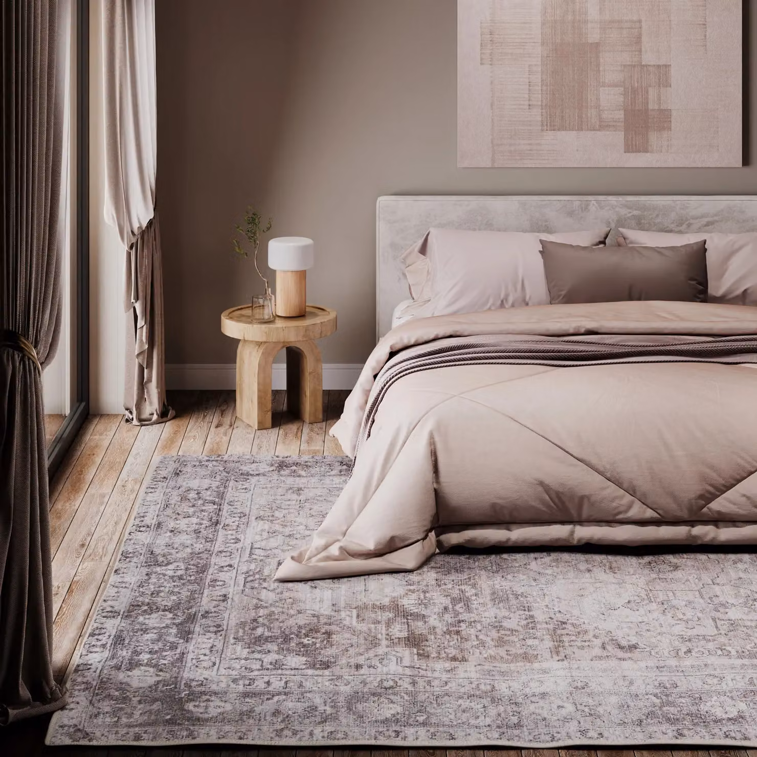 Kukoon Grey Distressed Vintage Woven Living Room Area Rug, Washable and Liquid Repellent, W: 120 cm, L: 170 cm – 2