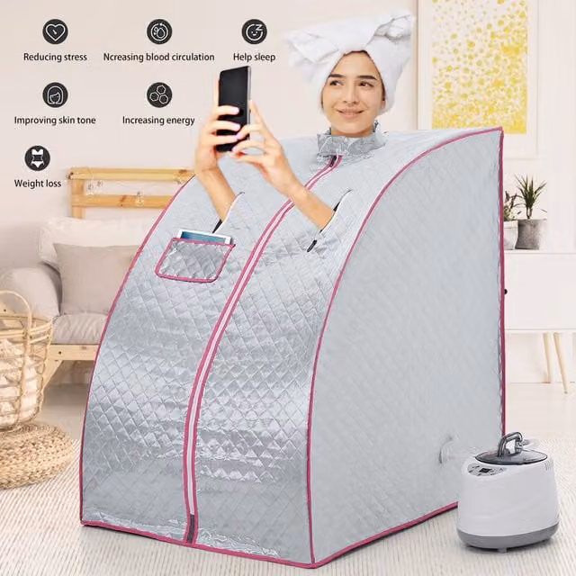 Livingandhome Portable Steam Sauna Kit in Silver