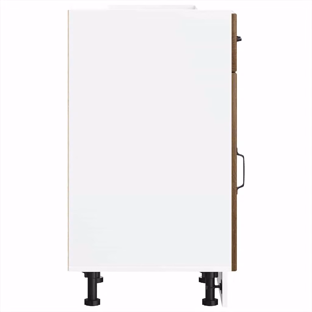 Berkfield Home Lucca Brown Oak Kitchen Sink Base Cabinet with Hinged Doors and Internal Shelves – 4