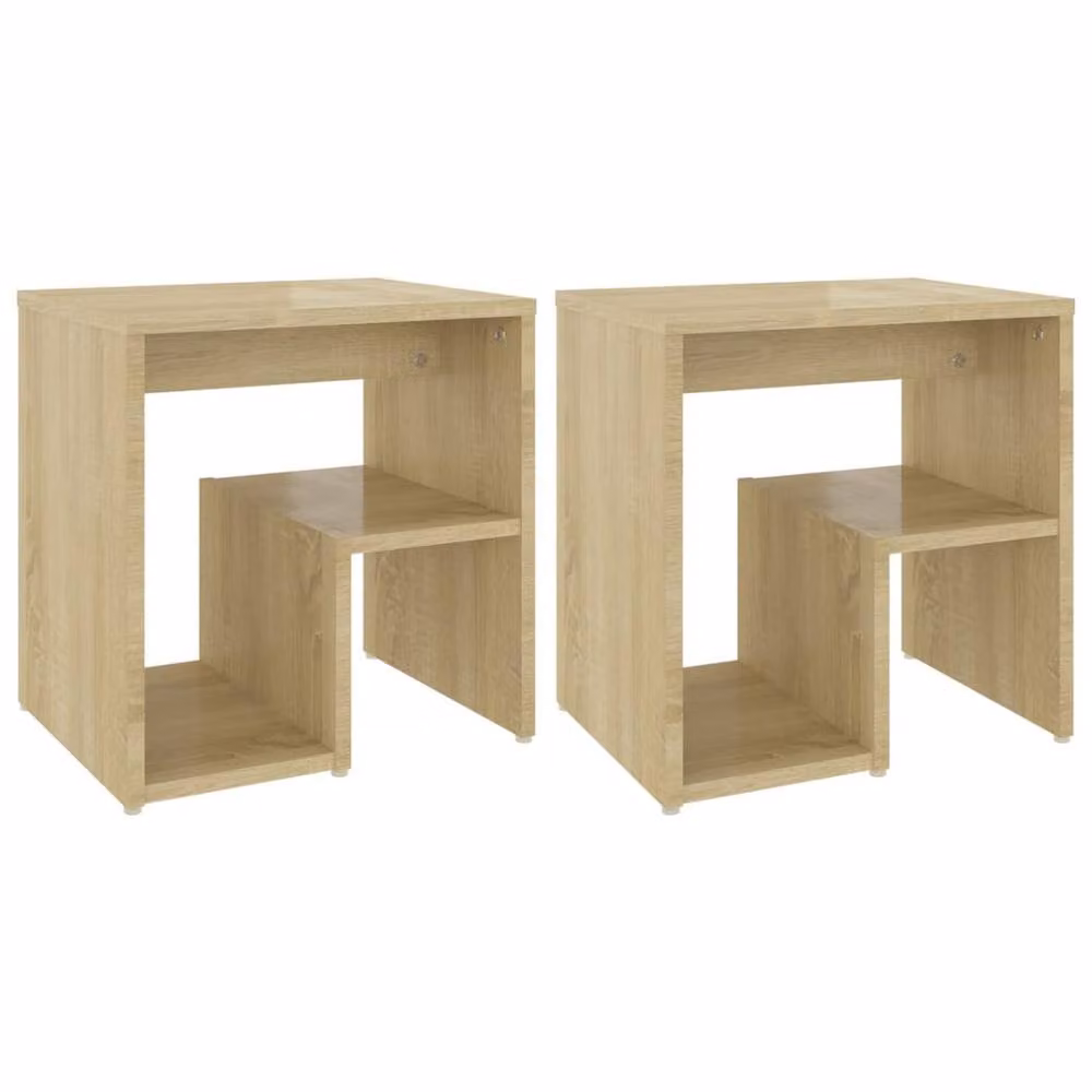 Berkfield Home Durable Bed Cabinets, 2 Piece Sonoma Oak Set in Light Tan, W/D/H: 40 x 30 x 40 cm – 2