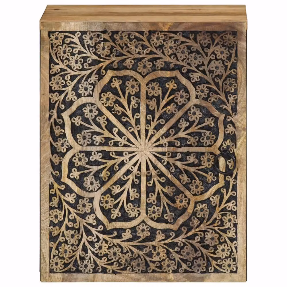 Berkfield Home Brown Mango Wood Bathroom Wall Cabinet, W: 38 cm, D: 33 cm, H: 48 cm – 3