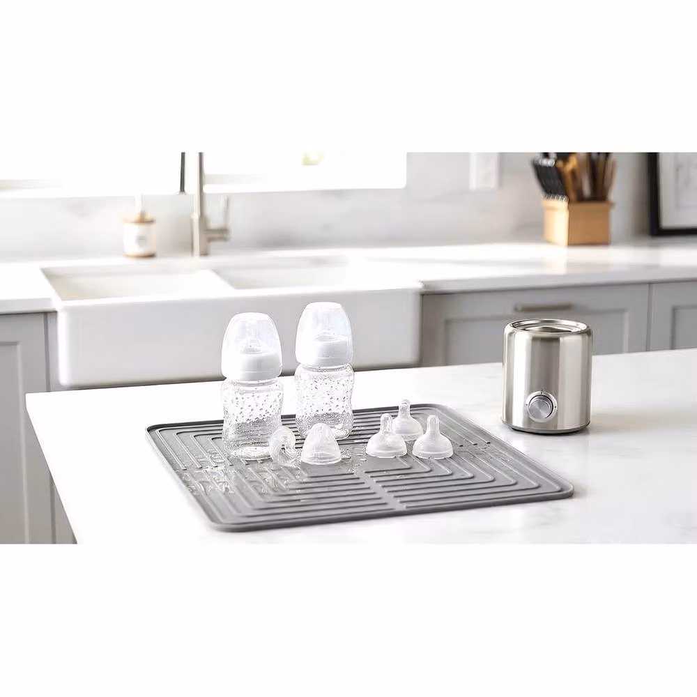 NESTLUNE Grey Grooved Quick Drying Rubber Kitchen Drainer Mat, W: 100 cm, D: 15 cm – 2
