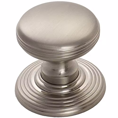 Loops Smooth Ringed Cupboard Door Knob in Brushed Silver, 28mm Diameter – 1