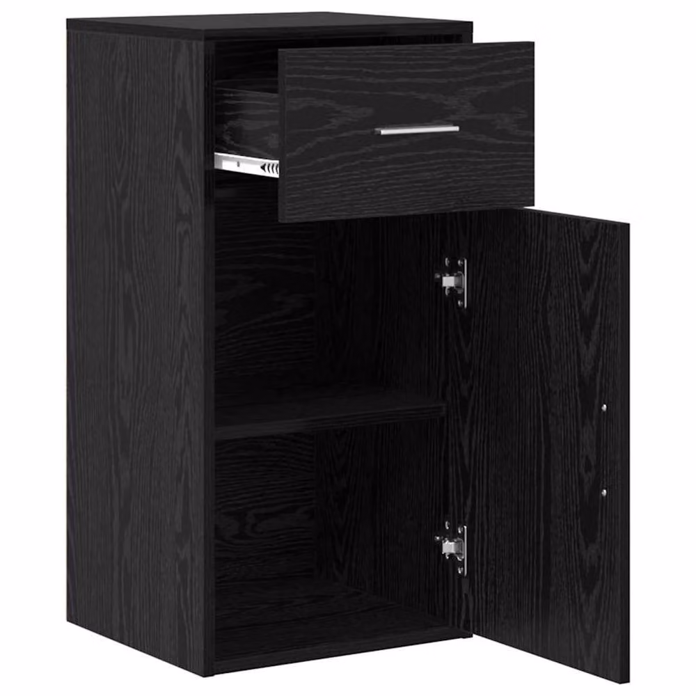 Berkfield Home Black Oak Storage Cabinet with Hinged Doors and Internal Drawers and Shelves in Black Oak Veneer and MDF – 4