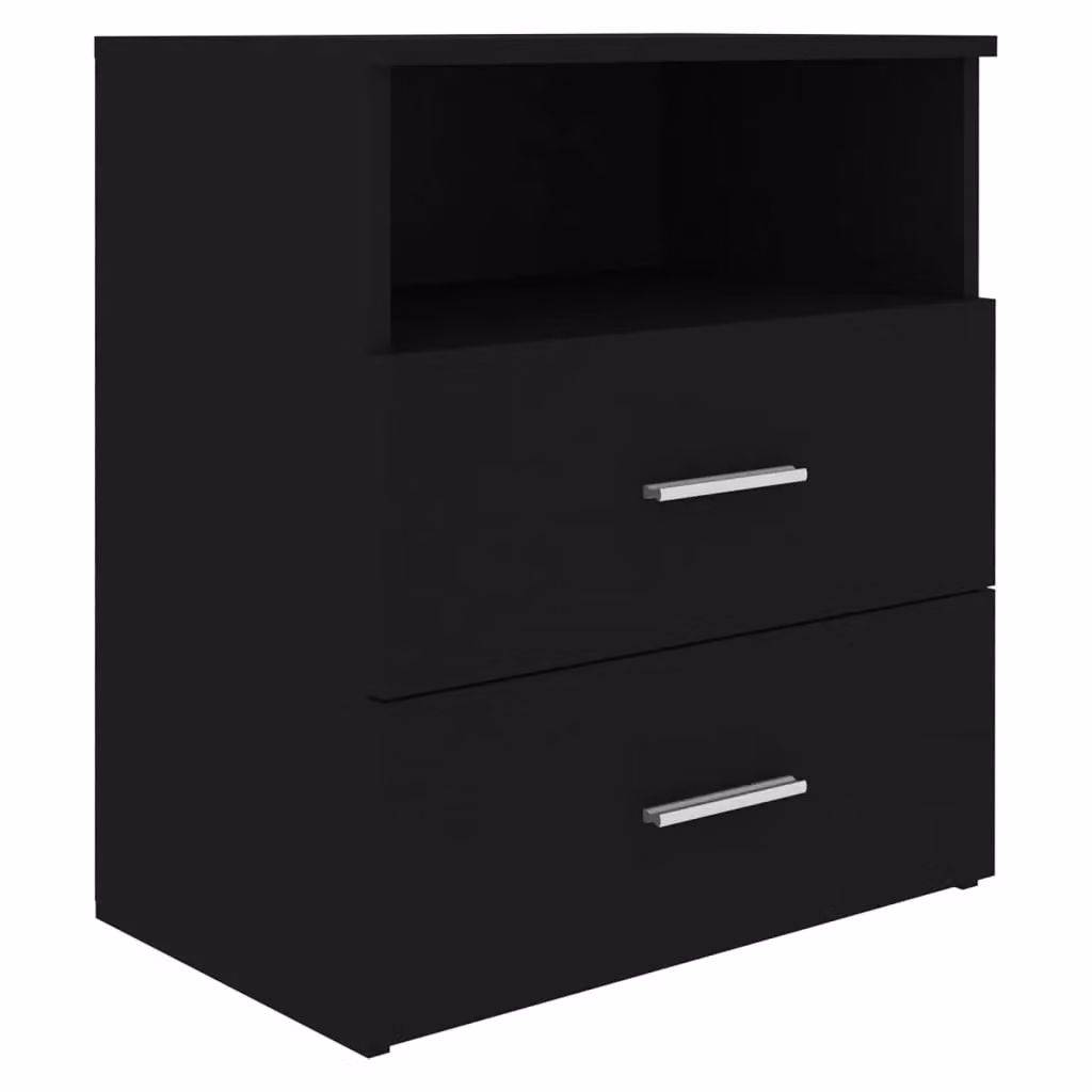 Berkfield Home Set of 2 Modern Black Bedside Cabinets, W/D/H: 50 x 32 x 60 cm – 4