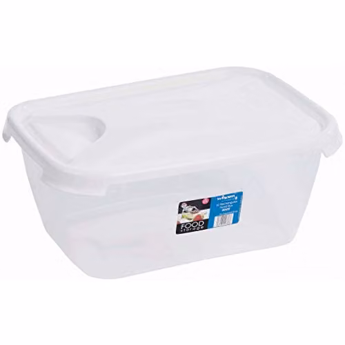 Wham Plastics High Grade 6l Plastic Food Storage Box with Snap Lid in White and Transparent