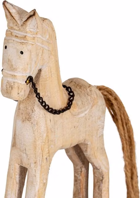 KDMK Rustic Natural Wooden Rocking Horse Tabletop Decor, Brown