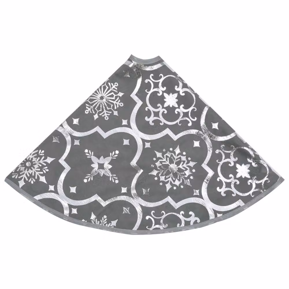 Berkfield Home Luxury Christmas Tree Skirt with Sock in Grey, Diameter: 150 cm – 3