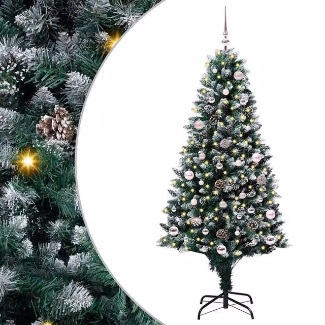 Berkfield Home Artificial Green Christmas Tree with 150 Warm White LEDs and Stand, Height: 150 cm – 1