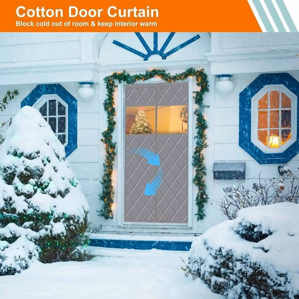 VOGREX Magnetic Thermal Door Curtain in Grey, Windproof Oxford Cloth, Width: 90 cm, Height: 210 cm – 2
