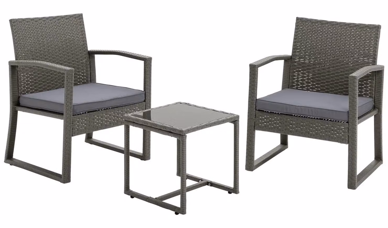Cento 2 Seater Rattan Effect Garden Bistro Set in Grey