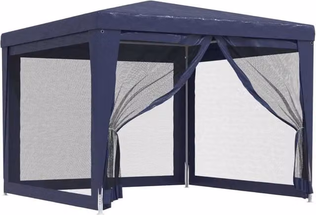 Berkfield Home Party Tent with 4 Mesh Sidewalls, Blue, W 300 cm x D 300 cm – 1
