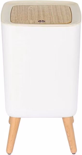 Kelvenix Square Touch Plastic Bathroom Trash Can in White