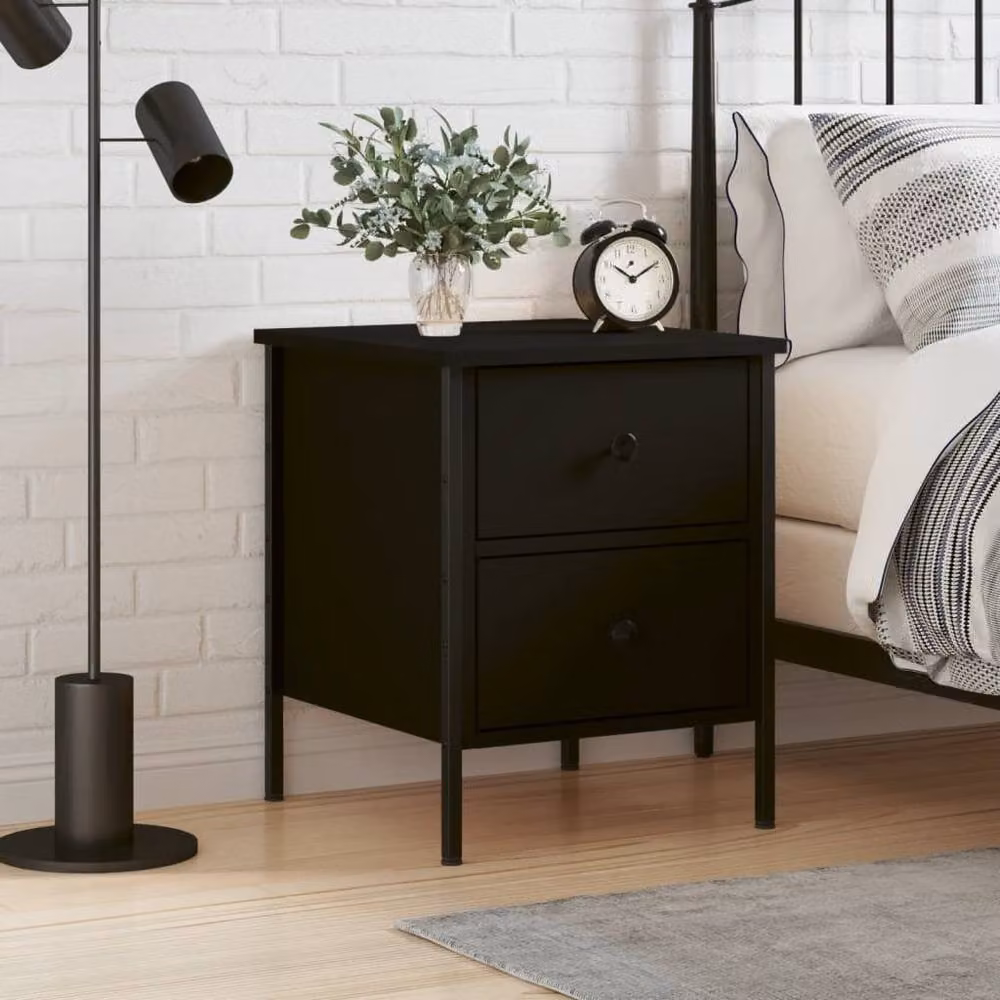Berkfield Home Durable Black Bedside Cabinet W/D/H: 40 x 42 x 50 cm – 2