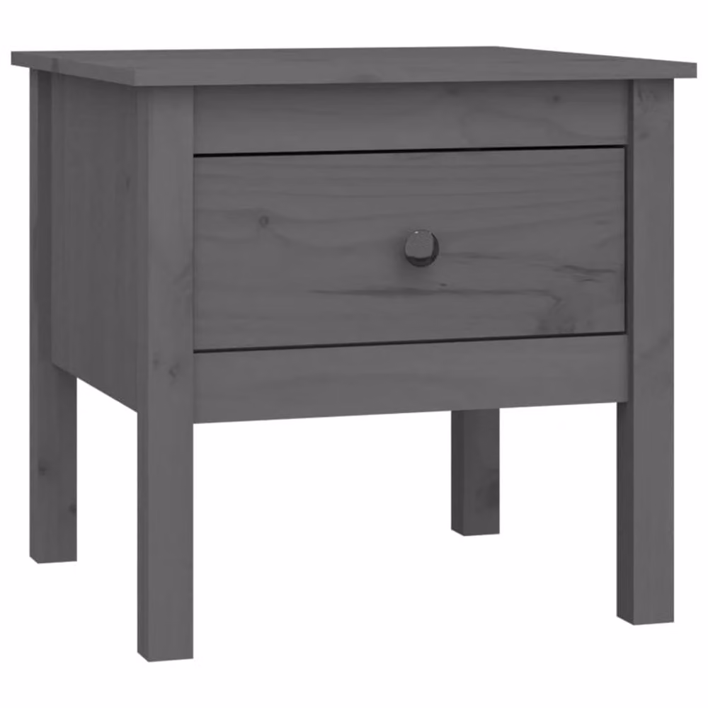 Berkfield Home Set of 2 Grey Rustic Solid Pine Side Tables, W/D/H: 50 x 50 x 49 cm – 3