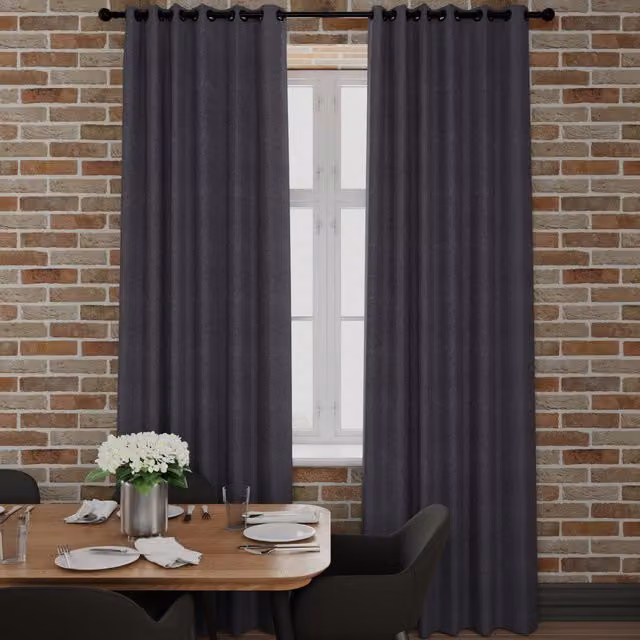 Terrys Willow Made to Measure Blackout Eyelet Curtain Panel in Anthracite Grey