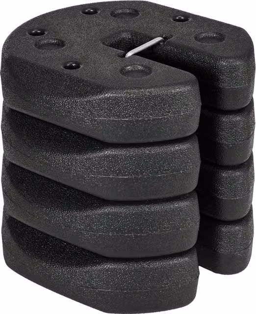Outsunny Gazebo Leg Weight Set of 4, 12kg Black Weights with Reinforcement Pins and Carry Belt for Canopies, Marquees and Tents – 1
