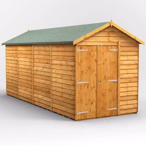 Powersheds Premium Apex Overlap Wooden Shed with Double Doors, Brown, W: 503.2 cm, D: 228.8 cm, H: 191.41 cm – 1