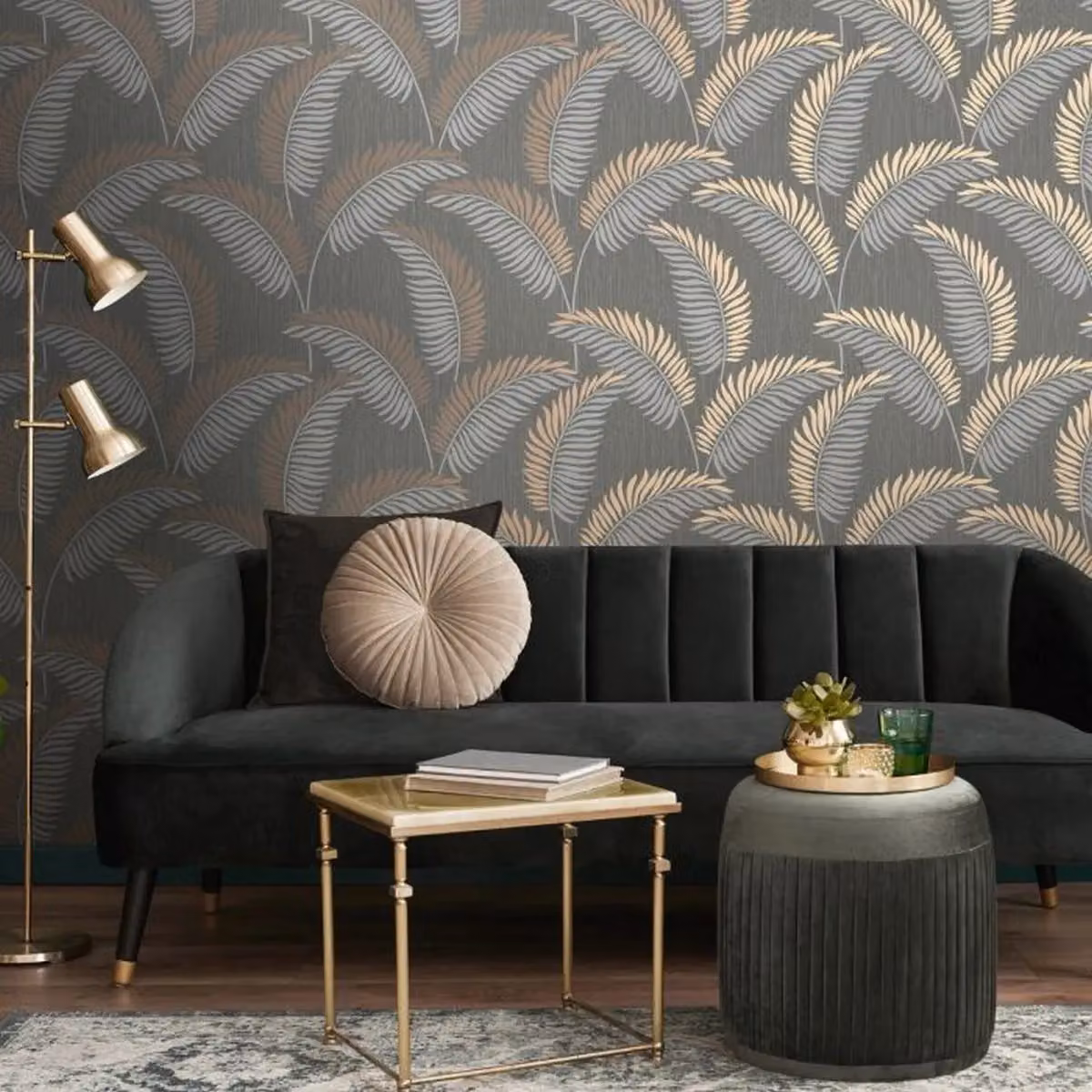 Fine Décor Cascade Leaf Botanical Floral Wallpaper in Grey – 2