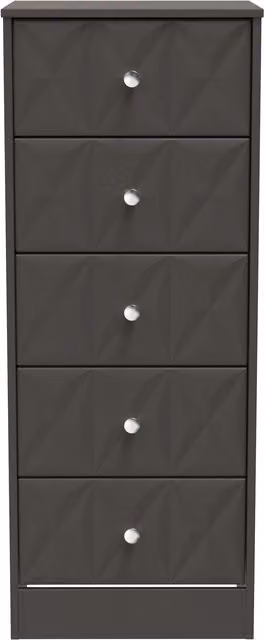 Ready Assembled 2 U Memphis 5 Drawer Tall Bedside Cabinet in Dark Grey – 1