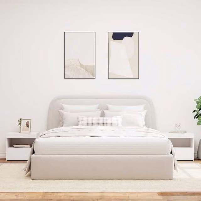 Berkfield Home Beautiful Bedside Cabinets with Integrated LED Lights, 2 Pack, White, W: 50 cm, D: 40 cm, H: 45 cm