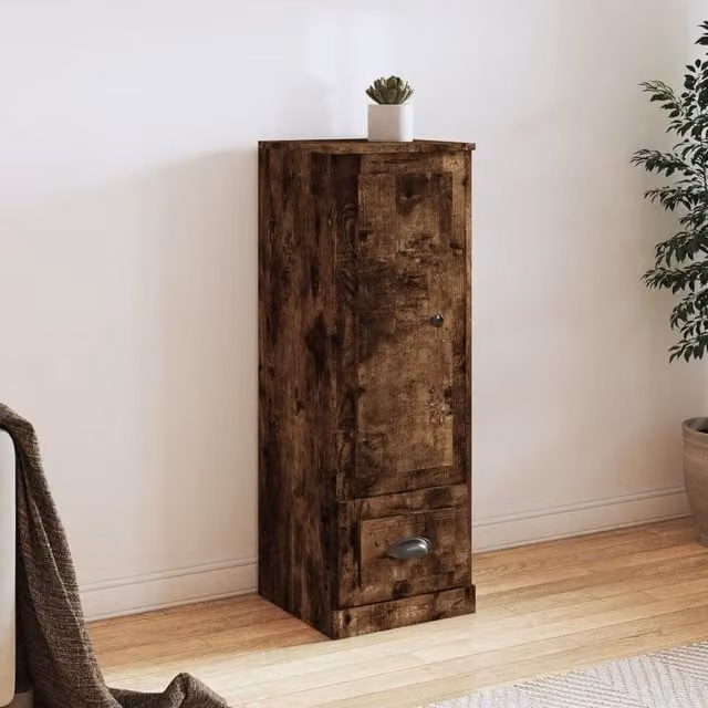 Berkfield Home Smoked Oak Highboard in Brown, W/D/H: 36 x 35.5 x 103.5 cm – 1