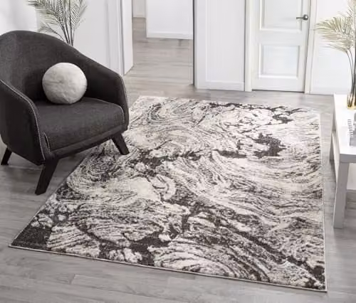 Desire Rugs Eleanor Abstract Modern Living Room Area Rug, Grey, W: 80 cm, L: 150 cm