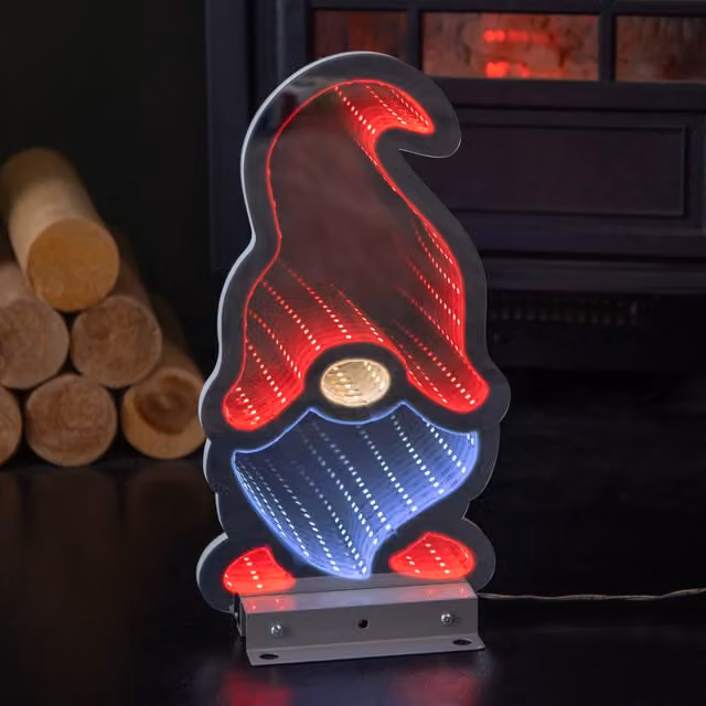 Samuel Alexander Red LED Infinity Christmas Gonk Decoration with Metal Base, Height: 30 cm