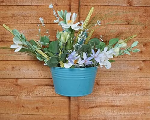 St Helens Home & Garden Vintage Metal Wall Planter Tub in Green – 2