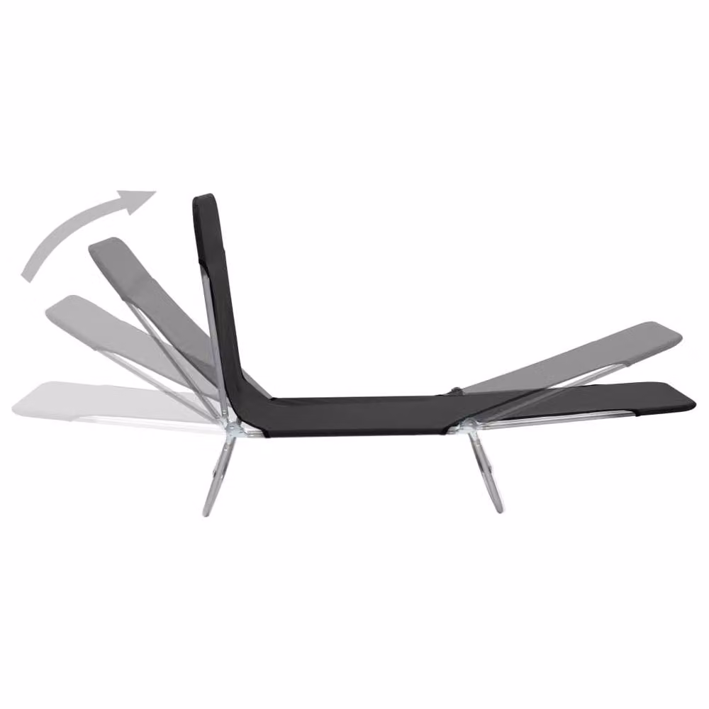 Berkfield Home Set of 2 Folding Sun Loungers in Black with Powder Coated Steel and Outdoor Fabric – 2