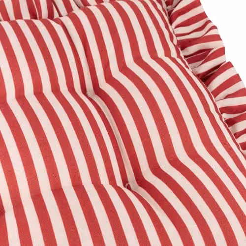 Riva Home Millie Ruffle Seat Pads, Pack of 2, Red Heritage Stripe Indoor Outdoor Dining and Patio Chair Cushions with Ties, W/D/H: 40 x 40 x 40 cm – 2
