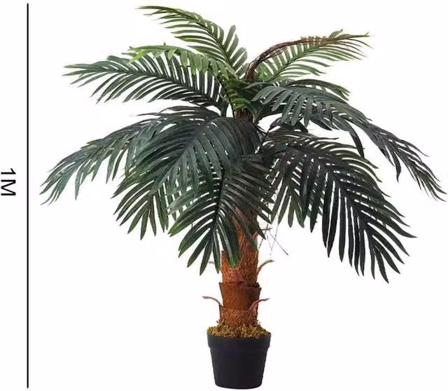 SPETLEK Artificial Tropical Palm Plant, Potted Green Tabletop Decor
