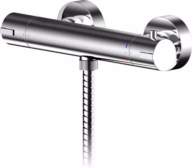 Balterley Pride Contemporary Round Thermostatic Bar Valve in Chrome Silver, W: 55 mm, H: 275 mm