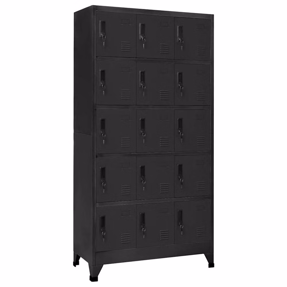 Berkfield Home Anthracite Metal Locker Cabinet with Hinged Doors and Lock, W/D/H: 90 x 40 x 180 cm – 2