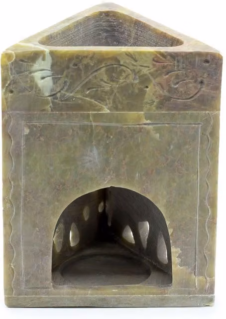 KDMK Triangle Elephant Soapstone Oil Burner and Tealight Lamp in Green