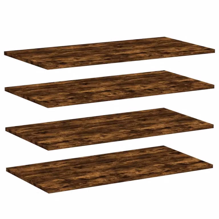 Berkfield Home Wall Shelves, 4 Piece Set in Smoked Oak Brown, W/D/H: 80 x 40 x 1.5 cm