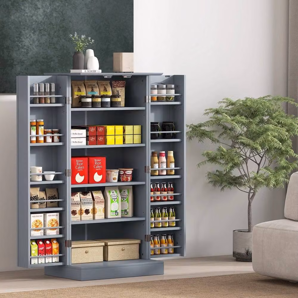 VOGREX Grey Matt Metal Freestanding Kitchen Sideboard Storage Cabinet – 3