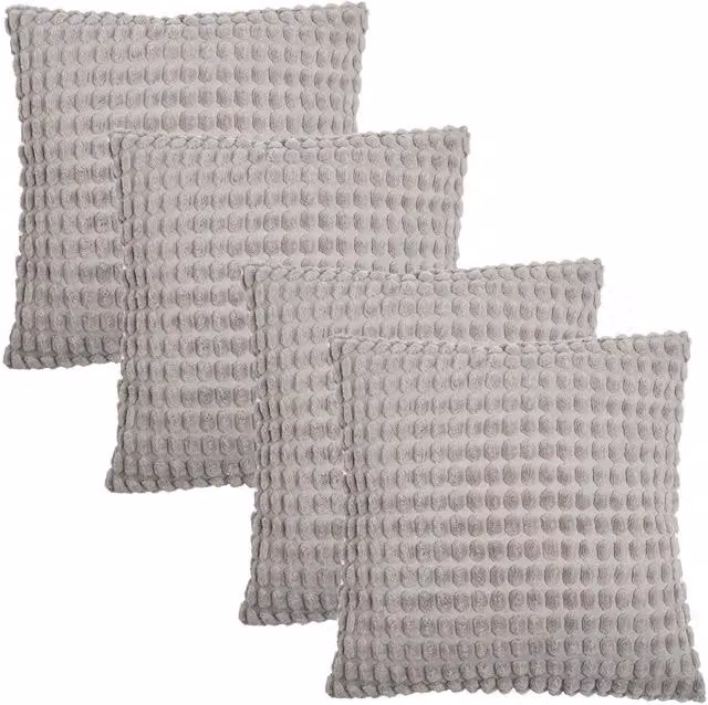 OHS Pack of 4 Grey Bobble Tufted Square Cushion Covers