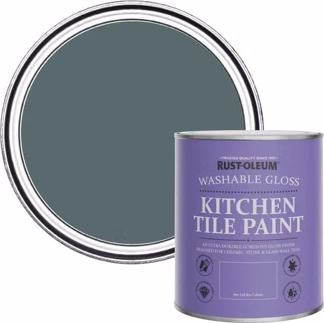 Rust-Oleum Water-Based Kitchen Tile Paint in Gloss Finish, Deep Sea Blue and Green, 0.75 l