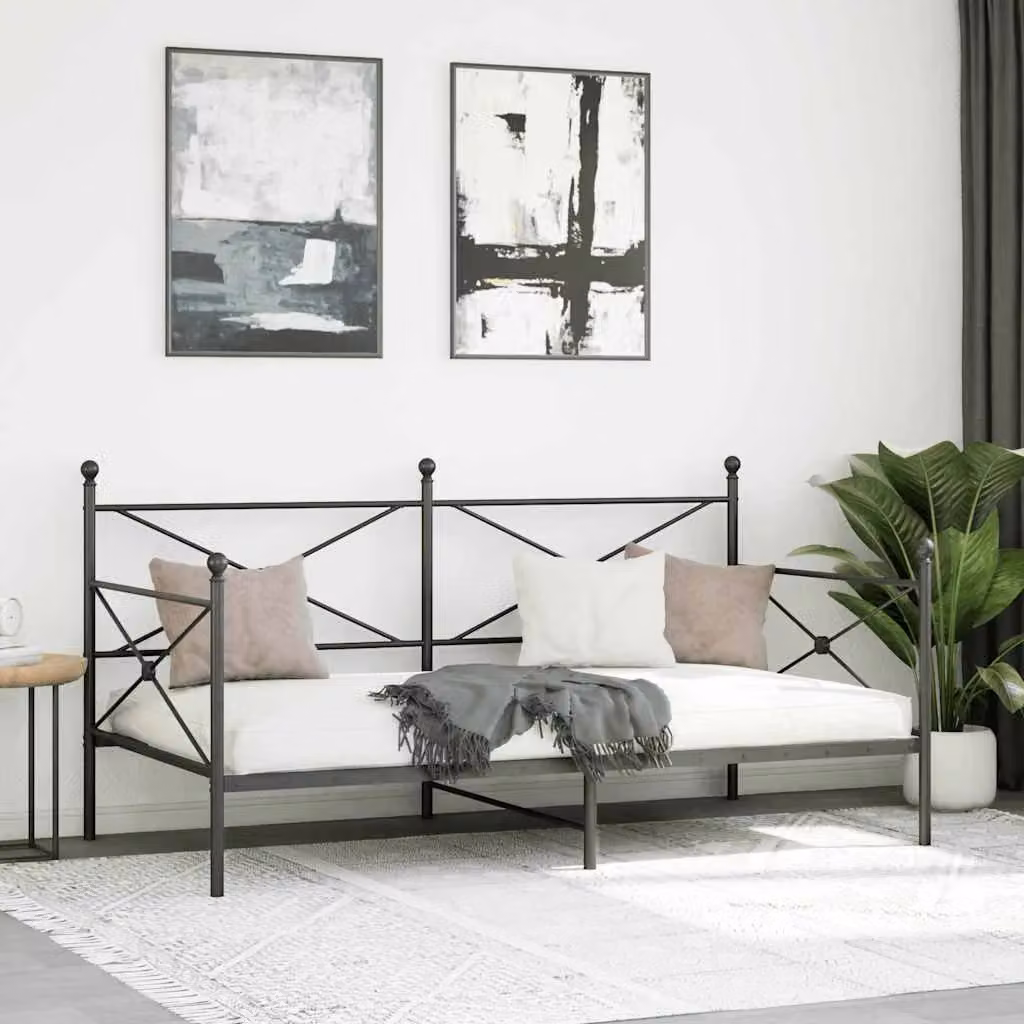 Berkfield Home Metal Day Bed in Black, W/D/H: 190 x 100 x 100 cm – 2