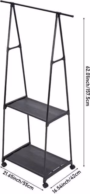 FORGEVIO Black Mobile Clothes Rail with Matt Metal Finish, W: 50 cm, H: 157.5 cm – 1
