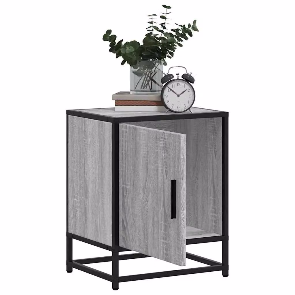 Berkfield Home Set of 2 Grey Sonoma Bedside Cabinets in Engineered Wood and Metal, W/D/H: 40 x 31 x 50 cm – 4