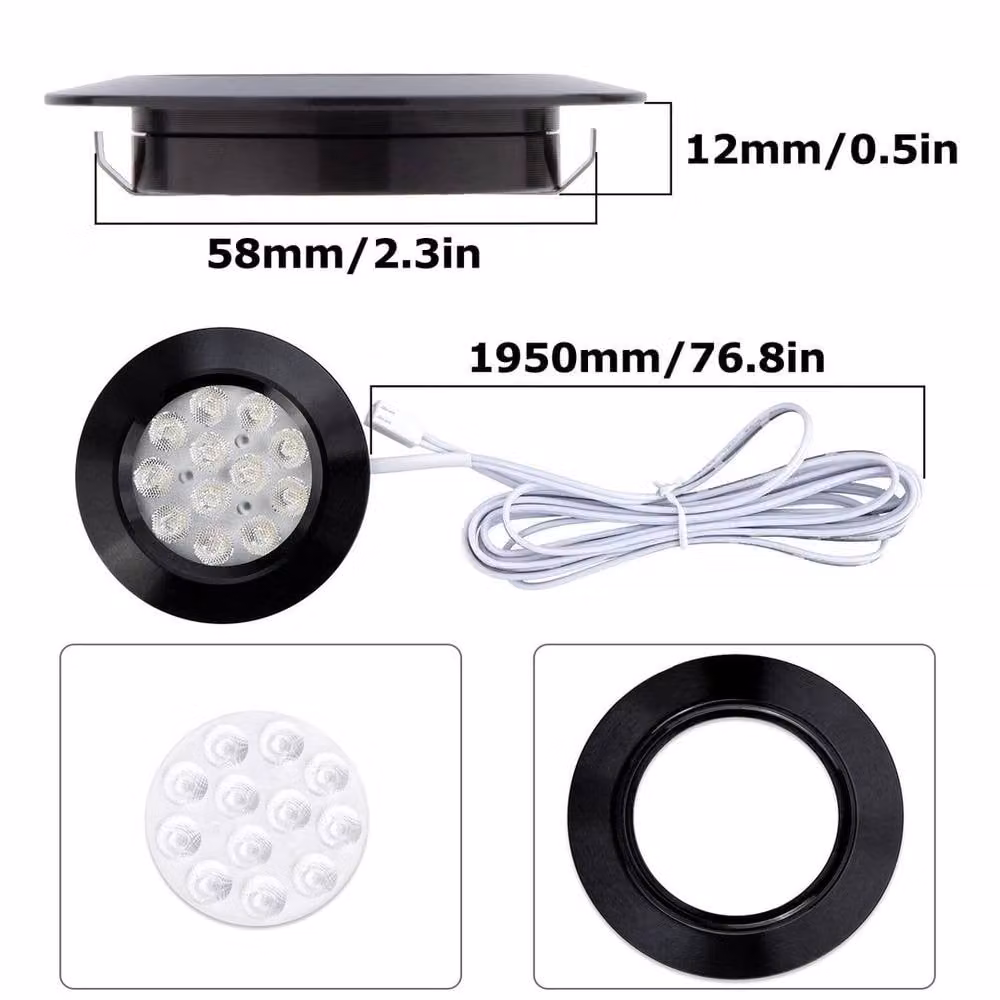 SPETLEK Set of 6 Recessed LED Spot Ceiling Lights in Black for Camper Vans and Caravans – 2